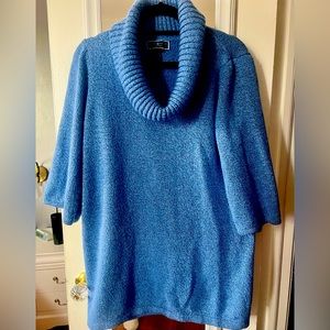 Karen Scott small petite long sweater .  Light blue .